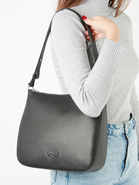 Sac Porté épaule Lou Cuir Nathan baume Noir egee 5 vue secondaire 1