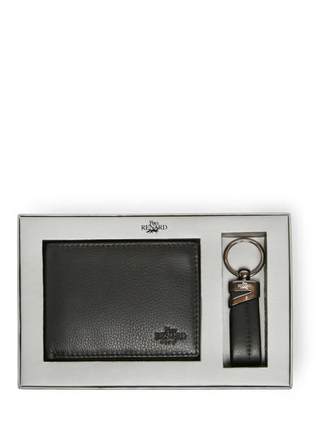 Cadeaubox Portefeuille En Sleutelhanger Leder Yves renard Zwart foulonne 2377X