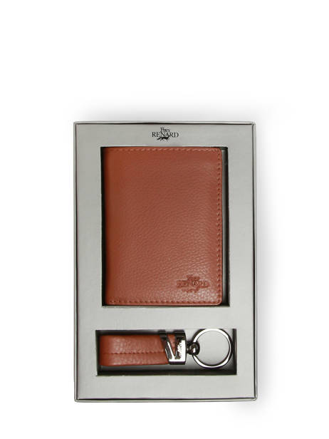 Coffret Cadeaux Portefeuille Et Porte-clefs Cuir Yves renard Marron foulonne 23419X