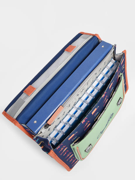 Boekentas 2 Compartimenten Cameleon Blauw retro PBRECA35 ander zicht 5