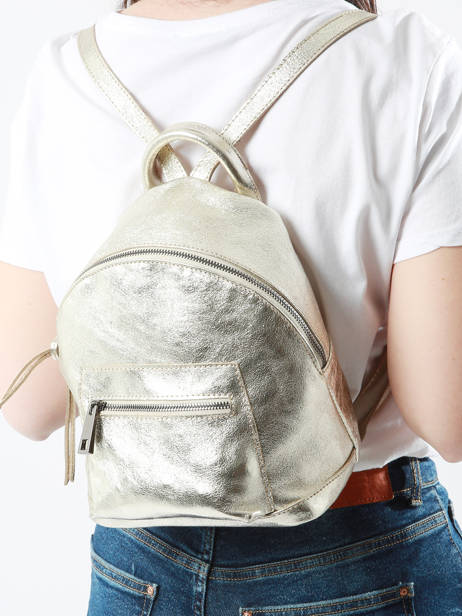 Rugzak Nine Leder Milano Goud nine NI23066 ander zicht 1