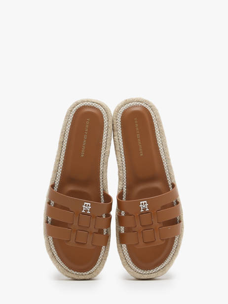 Slippers Uit Leder Tommy hilfiger Bruin women 7745GQS ander zicht 2