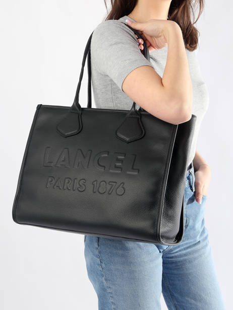 Cabas Zippé L Jour Cuir Lancel Noir jour A12997 vue secondaire 1