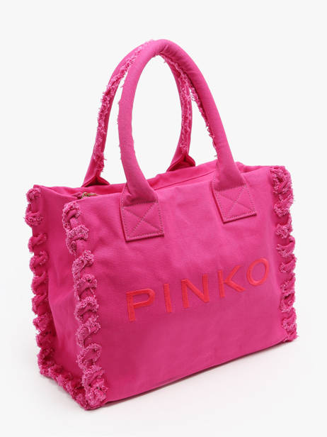 Sac Porté épaule Logo Shopper Coton Pinko Rose logo shopper A1WQ vue secondaire 2