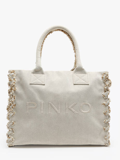 Sac Porté épaule Logo Shopper Coton Pinko Beige logo shopper A1X1