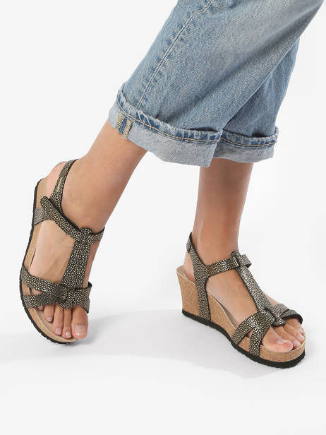 Sandalen Met Sleehak Uit Leder Mephisto Goud women P5141928 ander zicht 2