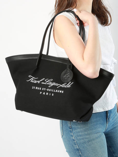 Schoudertas Hotel Karl Katoen Karl lagerfeld Zwart hotel karl 241W3005 ander zicht 1