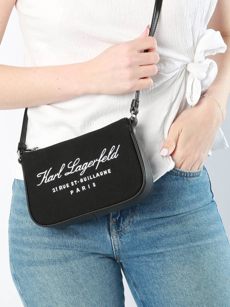 Cross Body Tas Hotel Karl Katoen Karl lagerfeld Zwart hotel karl 241W3206 ander zicht 1