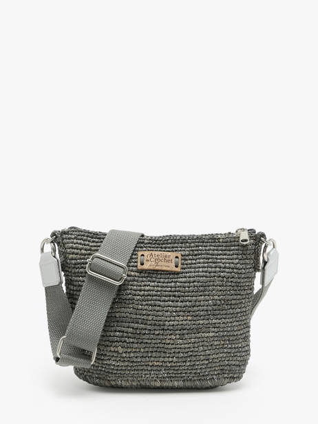 Cross Body Tas L'atelier Du Crochet Raphia Le voyage en panier Grijs l'atelier du crochet AM771