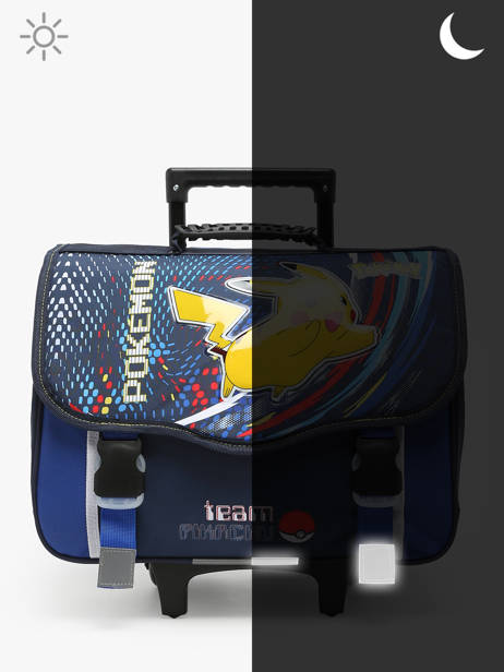 Boekentas Op Wieltjes 2 Compartimenten Pokemon Blauw energie electrique 23KK203R ander zicht 5