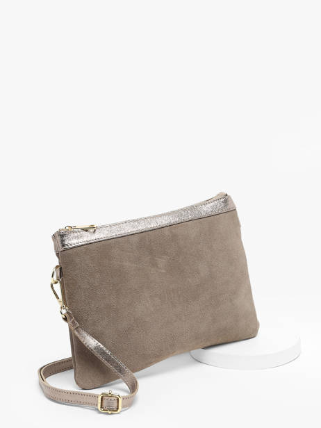 Cross Body Tas Velvet Leder Milano Grijs velvet VE24065 ander zicht 2