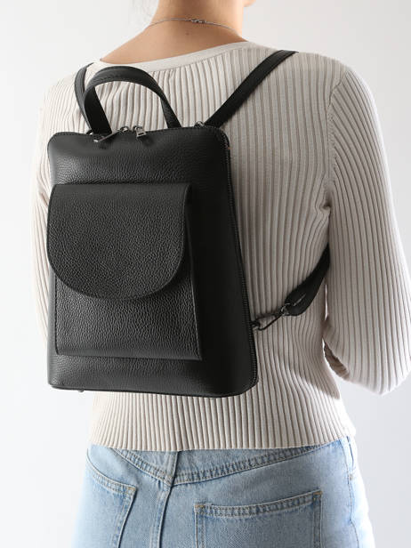 Rugzak /schoudertas Milano Zwart caviar CA240615 ander zicht 1