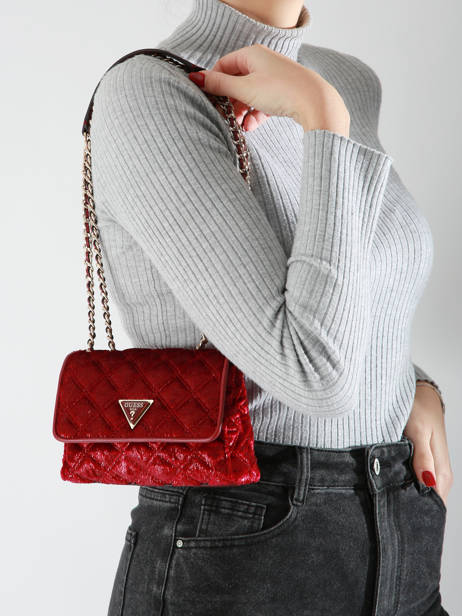 Cross Body Tas Giully Fluweel Guess Rood giully QE874874 ander zicht 1