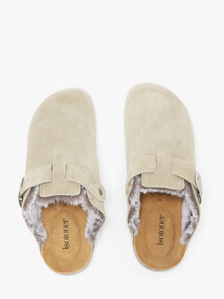 Chaussons En Cuir Isotoner Gris women 94998