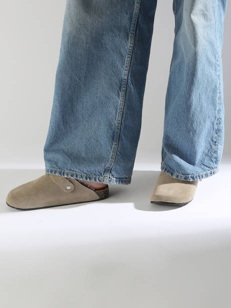 Chaussons En Cuir Isotoner Gris women 94998 vue secondaire 1