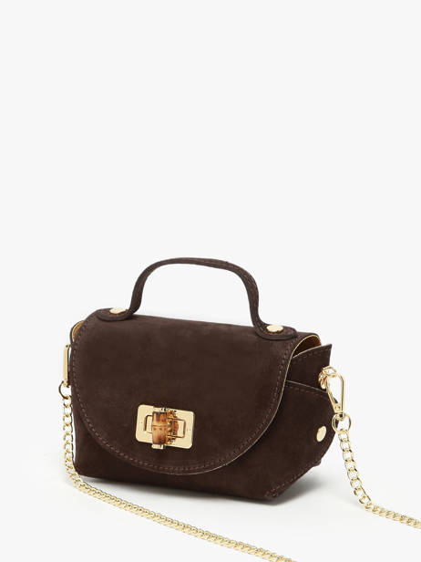 Cross Body Tas Velvet Leder Milano Bruin velvet VE24117 ander zicht 2