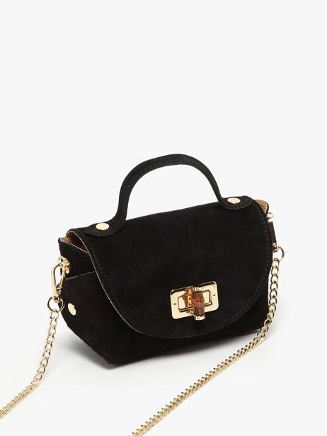 Sac Bandoulière Velvet Leder Milano Zwart velvet VE24117 ander zicht 2