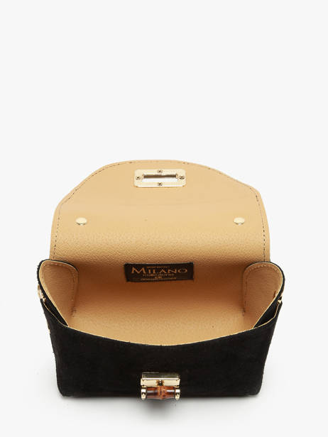 Sac Bandoulière Velvet Leder Milano Zwart velvet VE24117 ander zicht 3