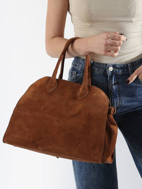 Schoudertas Velvet Leder Milano Bruin velvet VE24118 ander zicht 1