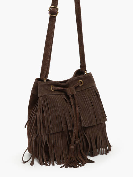 Cross Body Tas Velvet Leder Milano Bruin velvet VE241116 ander zicht 2