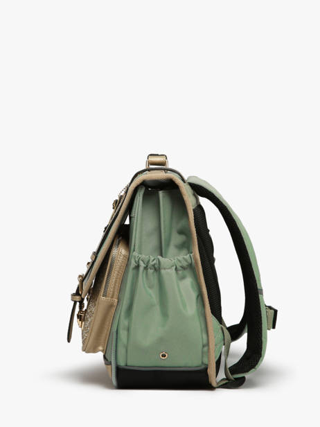 Boekentas Voor Kinderen 2 Compartimenten Cameleon Groen vintage fantasy CA38 ander zicht 2