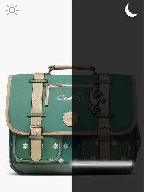 Boekentas Kinderen 3 Compartimenten Cameleon Groen vintage fantasy CA41 ander zicht 8