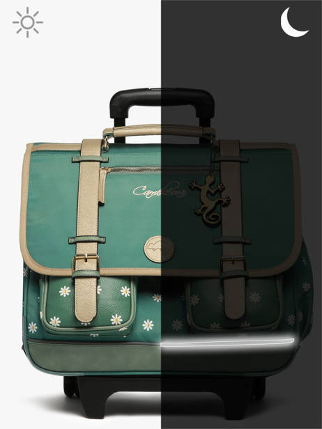 Cartable à Roulettes 3 Compartiments Cameleon Vert vintage fantasy CR41 vue secondaire 8