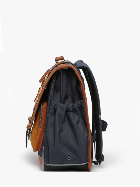 Boekentas Kinderen 3 Compartimenten Cameleon Blauw vintage urban CA41 ander zicht 2