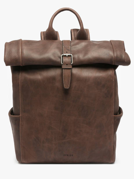 Rolltop Rugzak Spider 2 Compartimenten Leder Etrier Bruin spider ESPI8102