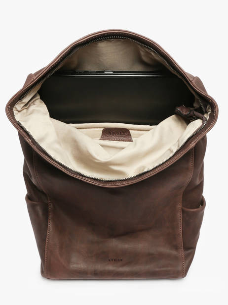 Rolltop Rugzak Spider 2 Compartimenten Leder Etrier Bruin spider ESPI8102 ander zicht 3