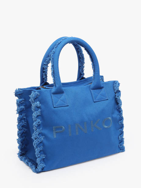 Schoudertas Logo Shopper Katoen Pinko Blauw logo shopper A1WQ ander zicht 1