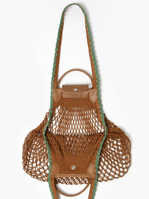 Longchamp Le pliage filet crochet Schoudertas Bruin