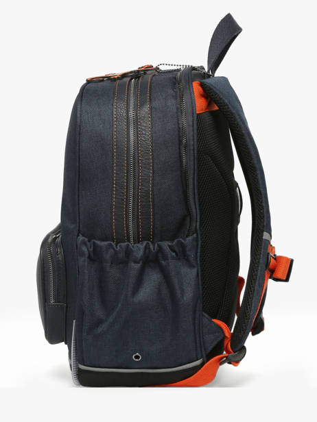 Rugzak 2 Compartimenten Cameleon Blauw vintage urban SO40 ander zicht 2