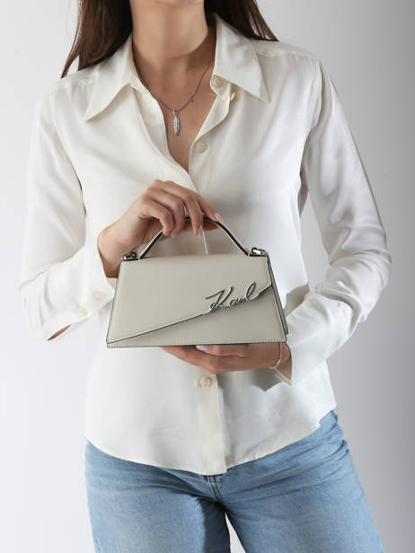 Cross Body Tas K Signature Leder Karl lagerfeld Wit k signature A1W30458 ander zicht 1