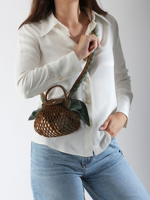 Longchamp Le pliage filet crochet Cross body tas Bruin