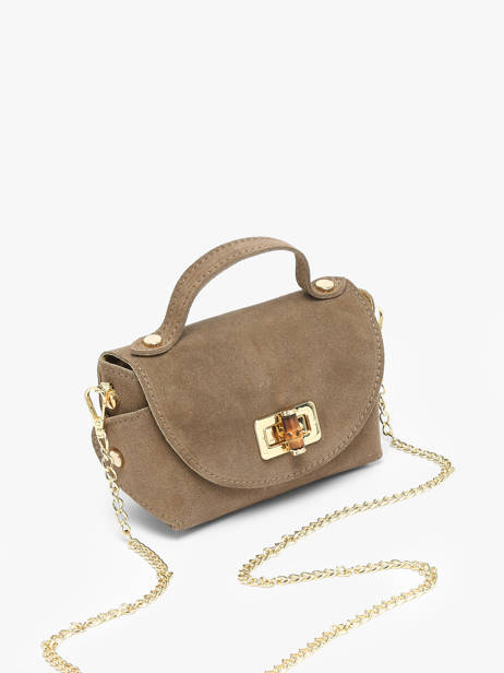 Cross Body Tas Velvet Leder Milano Bruin velvet VE24117 ander zicht 2