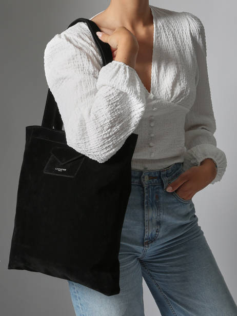 Schoudertas Suedine Kba Lancaster Zwart suedine kba 61 ander zicht 1