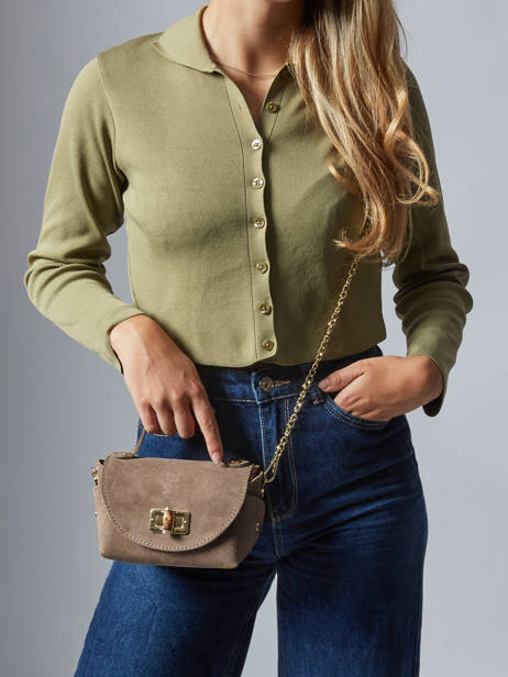 Cross Body Tas Velvet Leder Milano Bruin velvet VE24117 ander zicht 1
