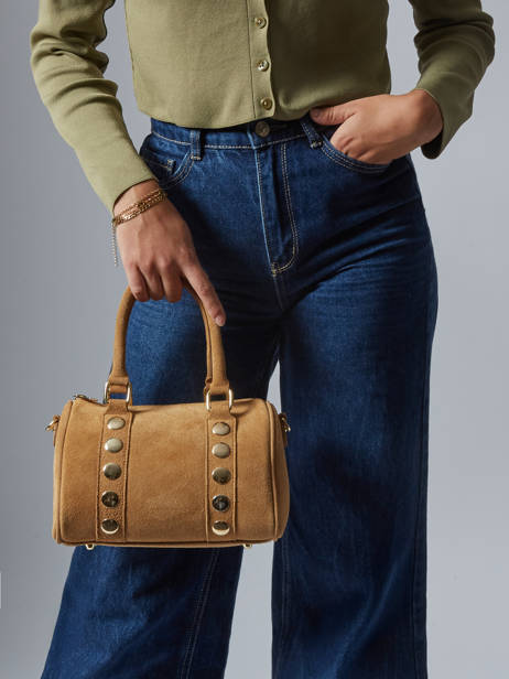 Handtassen Velvet Leder Milano Bruin velvet VE25066 ander zicht 1