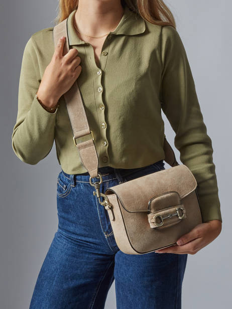 Cross Body Tas Velvet Leder Milano Beige velvet VE260611 ander zicht 1