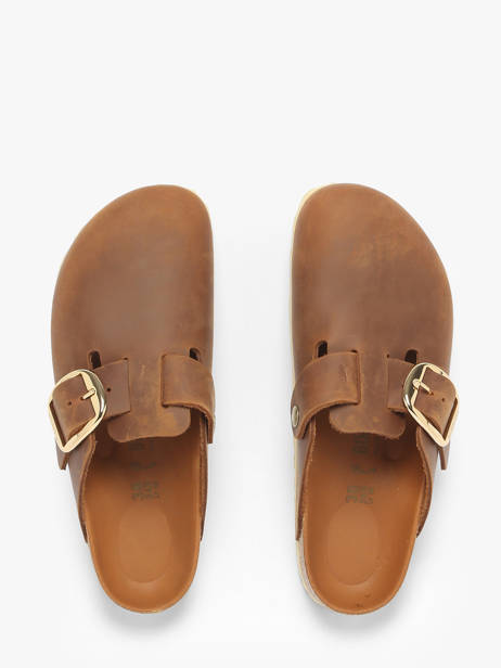 Slippers Uit Leder Birkenstock Bruin women 1030446 ander zicht 3