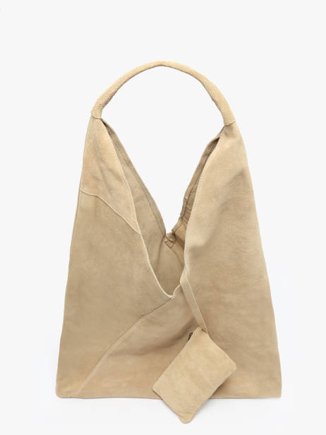 Sac Porté épaule A4 Velvet Cuir Milano Beige velvet VE25069 vue secondaire 3