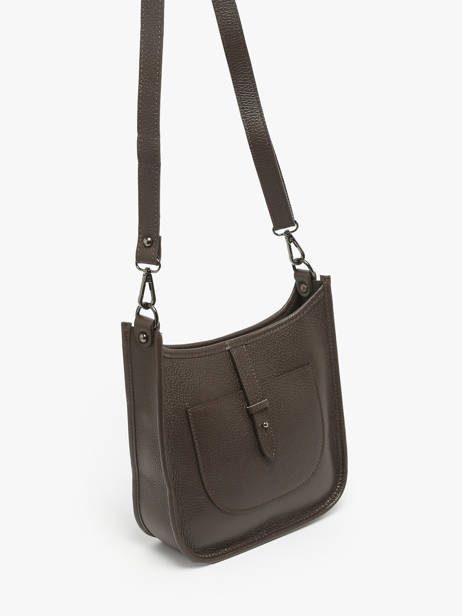 Cross Body Tas Caviar Leder Milano Bruin caviar CA25067 ander zicht 2