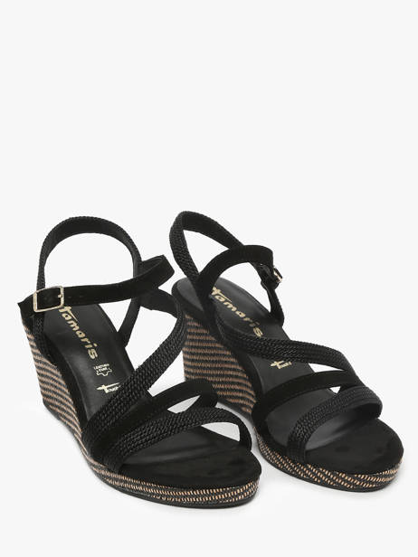 Sandales Talon Compensé En Cuir Tamaris Noir women 44 vue secondaire 1