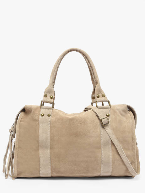 Schoudertas A4 Formaat Velvet Leder Milano Beige velvet VE24095 ander zicht 4