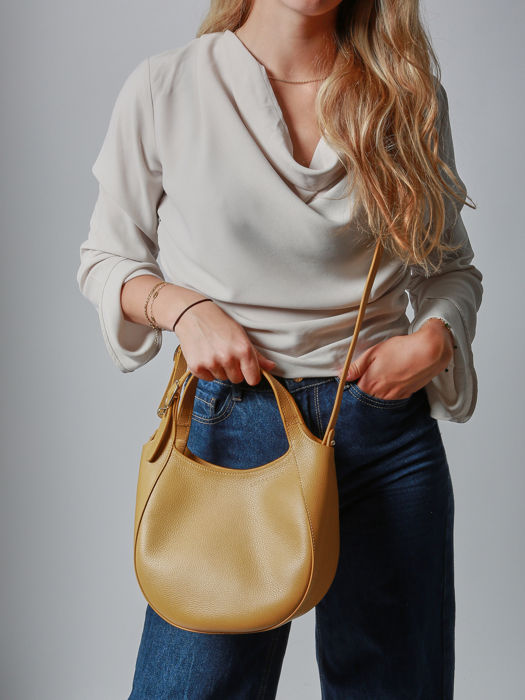 Longchamp Le foulonné Sac porté main Jaune