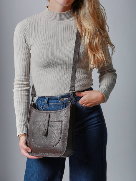 Cross Body Tas Caviar Leder Milano Bruin caviar CA25067 ander zicht 1