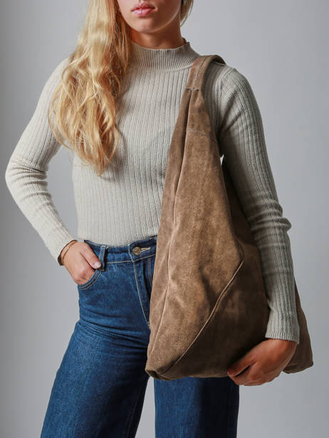 Schoudertas A4 Velvet Leder Milano Bruin velvet VE25069 ander zicht 1