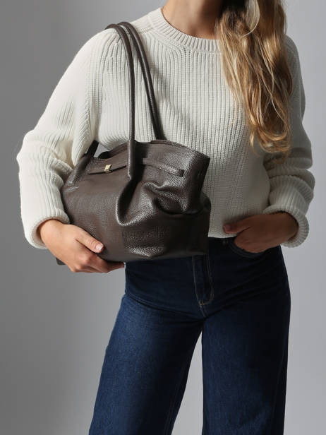 Schoudertas Caviar Leder Milano Bruin caviar CA25062 ander zicht 1