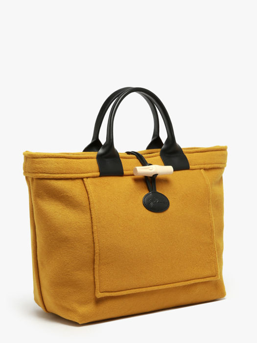 Longchamp Le roseau toile duffle coat Handtas Geel